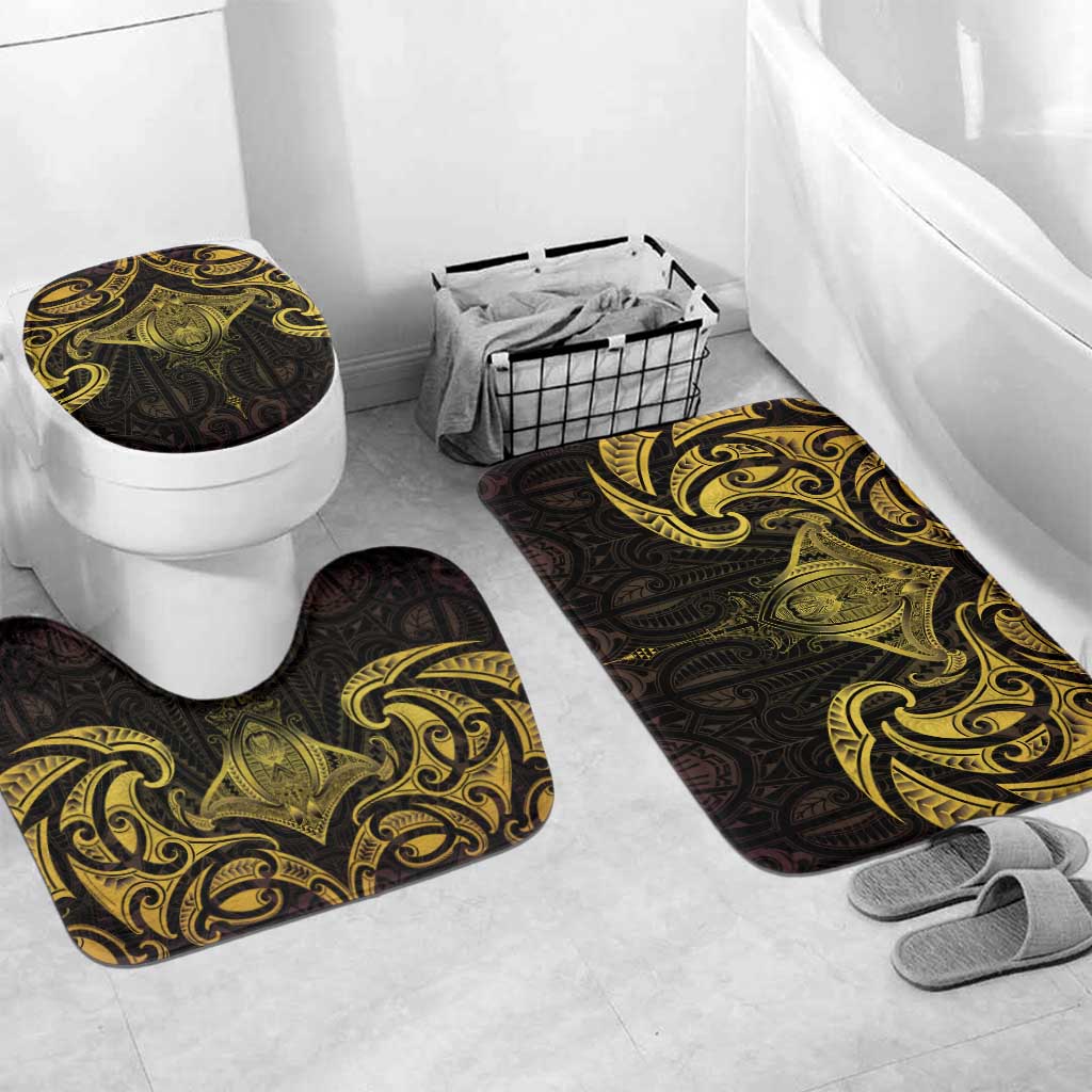 New Zealand Aotearoa Bathroom Set Maori Manta Ray Moko Gold - Polynesian Pride