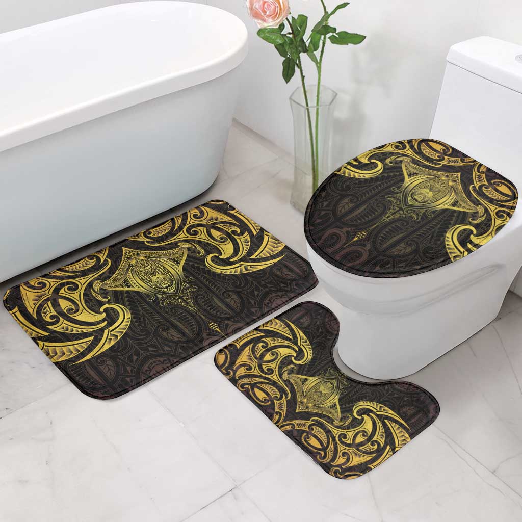 New Zealand Aotearoa Bathroom Set Maori Manta Ray Moko Gold - Polynesian Pride