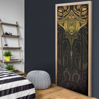 New Zealand Aotearoa Door Cover Maori Manta Ray Moko Gold - Polynesian Pride