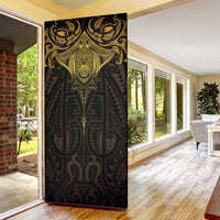 New Zealand Aotearoa Door Cover Maori Manta Ray Moko Gold - Polynesian Pride