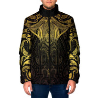 New Zealand Aotearoa Padded Jacket Maori Manta Ray Moko Gold LT05 Men Gold - Polynesian Pride