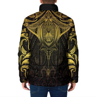 New Zealand Aotearoa Padded Jacket Maori Manta Ray Moko Gold LT05 - Polynesian Pride