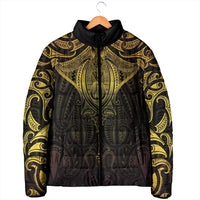 New Zealand Aotearoa Padded Jacket Maori Manta Ray Moko Gold LT05 - Polynesian Pride
