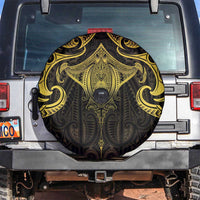 New Zealand Aotearoa Spare Tire Cover Maori Manta Ray Moko Gold - Polynesian Pride