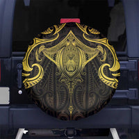 New Zealand Aotearoa Spare Tire Cover Maori Manta Ray Moko Gold - Polynesian Pride