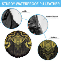 New Zealand Aotearoa Spare Tire Cover Maori Manta Ray Moko Gold - Polynesian Pride
