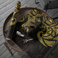 New Zealand Aotearoa Wrapping Paper Maori Manta Ray Moko Gold - Polynesian Pride