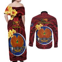 Papua New Guinea Gulf Province Couples Matching Off Shoulder Maxi Dress and Long Sleeve Button Shirts Mix Coat Of Arms Polynesian Pattern LT05 - Polynesian Pride