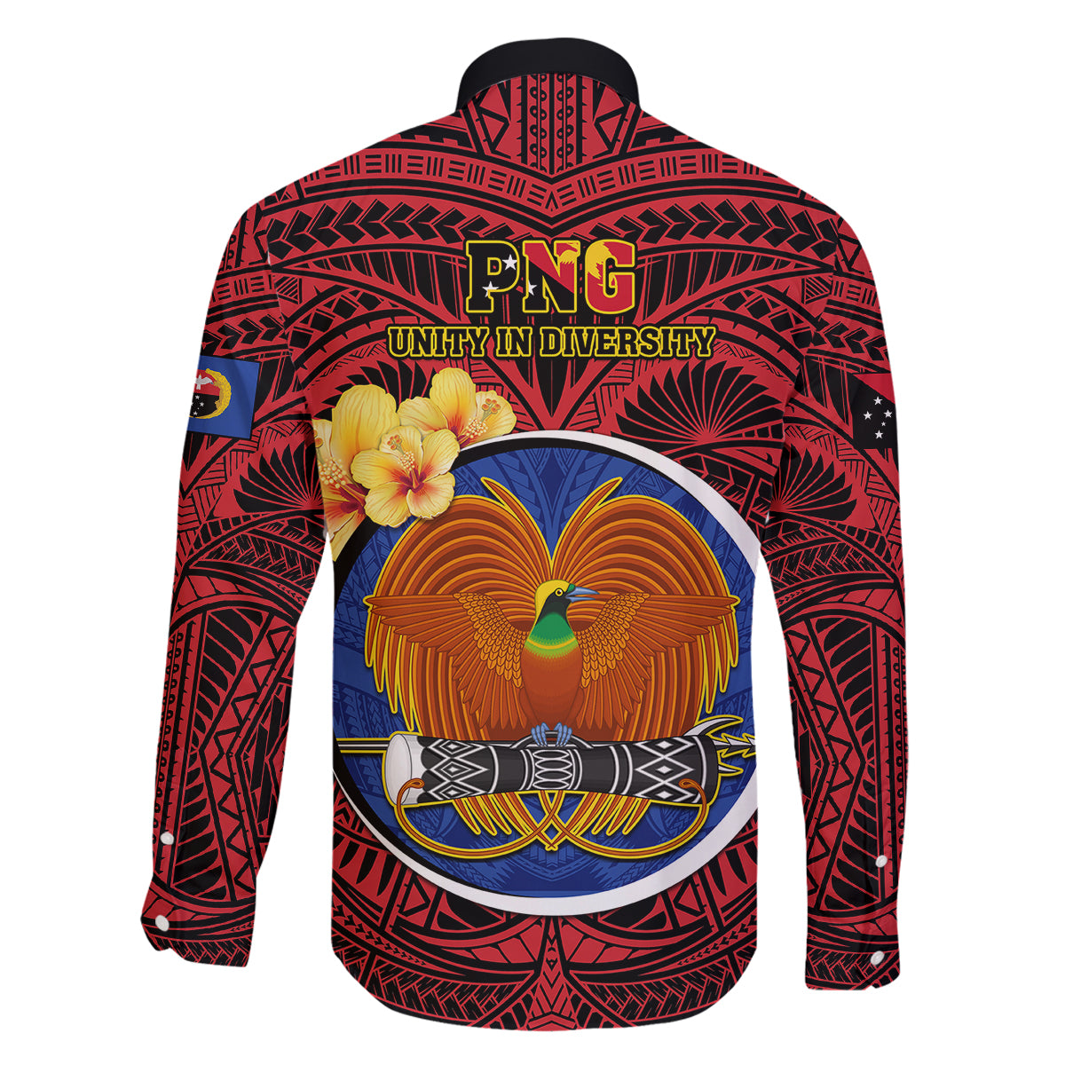 Papua New Guinea Gulf Province Family Matching Long Sleeve Bodycon Dress and Hawaiian Shirt Mix Coat Of Arms Polynesian Pattern LT05 - Polynesian Pride