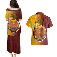 Papua New Guinea Western Province Couples Matching Puletasi Dress and Hawaiian Shirt Mix Coat Of Arms Polynesian Pattern LT05 - Polynesian Pride