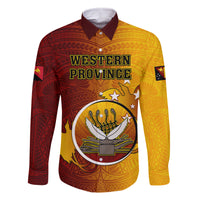 Papua New Guinea Western Province Family Matching Short Sleeve Bodycon Dress and Hawaiian Shirt Mix Coat Of Arms Polynesian Pattern LT05 Dad's Shirt - Long Sleeve Red - Polynesian Pride