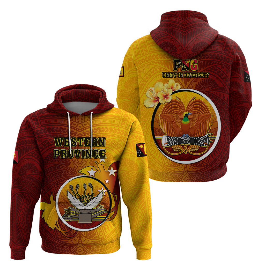Papua New Guinea Western Province Hoodie Mix Coat Of Arms Polynesian Pattern LT05 - Polynesian Pride