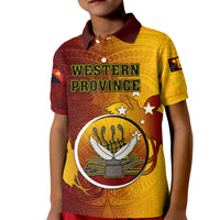 Papua New Guinea Western Province Kid Polo Shirt Mix Coat Of Arms Polynesian Pattern LT05 Kid Red - Polynesian Pride