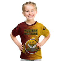 Papua New Guinea Western Province Kid T Shirt Mix Coat Of Arms Polynesian Pattern LT05 Red - Polynesian Pride