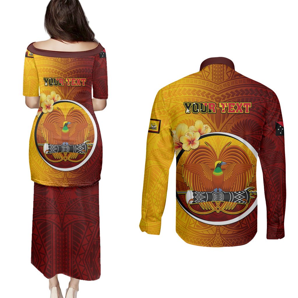 Personalized Papua New Guinea Western Province Couples Matching Puletasi Dress and Long Sleeve Button Shirts Mix Coat Of Arms Polynesian Pattern LT05 - Polynesian Pride