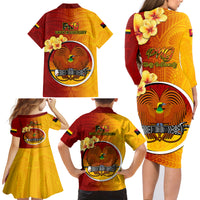 Papua New Guinea Madang Province Family Matching Long Sleeve Bodycon Dress and Hawaiian Shirt Mix Coat Of Arms Polynesian Pattern LT05 - Polynesian Pride