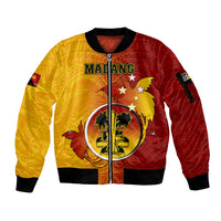 Personalized Papua New Guinea Madang Province Sleeve Zip Bomber Jacket Mix Coat Of Arms Polynesian Pattern LT05 Unisex Yellow - Polynesian Pride