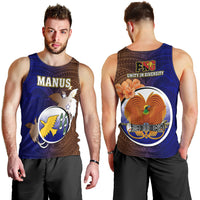 Papua New Guinea Manus Province Men Tank Top Mix Coat Of Arms Polynesian Pattern LT05 - Polynesian Pride