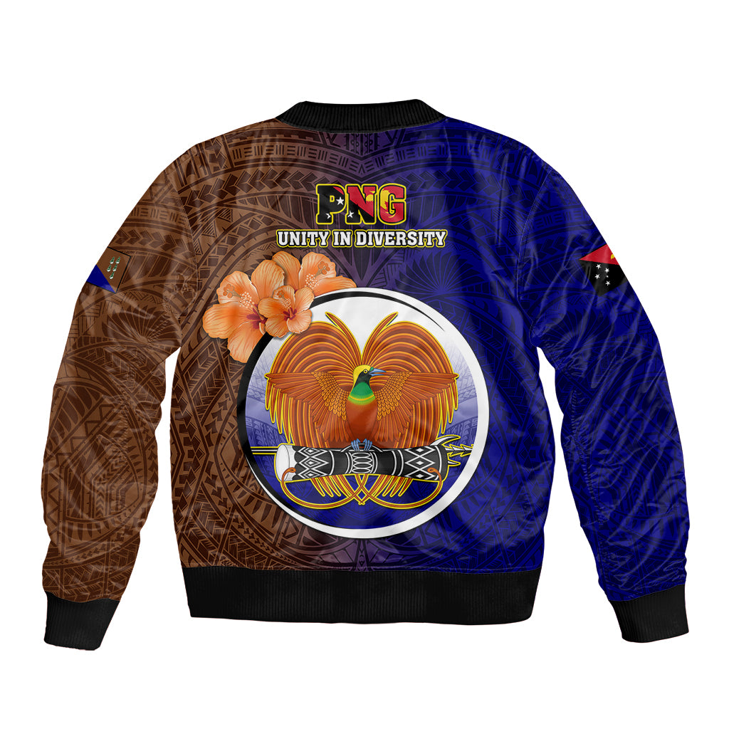 Papua New Guinea Manus Province Sleeve Zip Bomber Jacket Mix Coat Of Arms Polynesian Pattern LT05 - Polynesian Pride