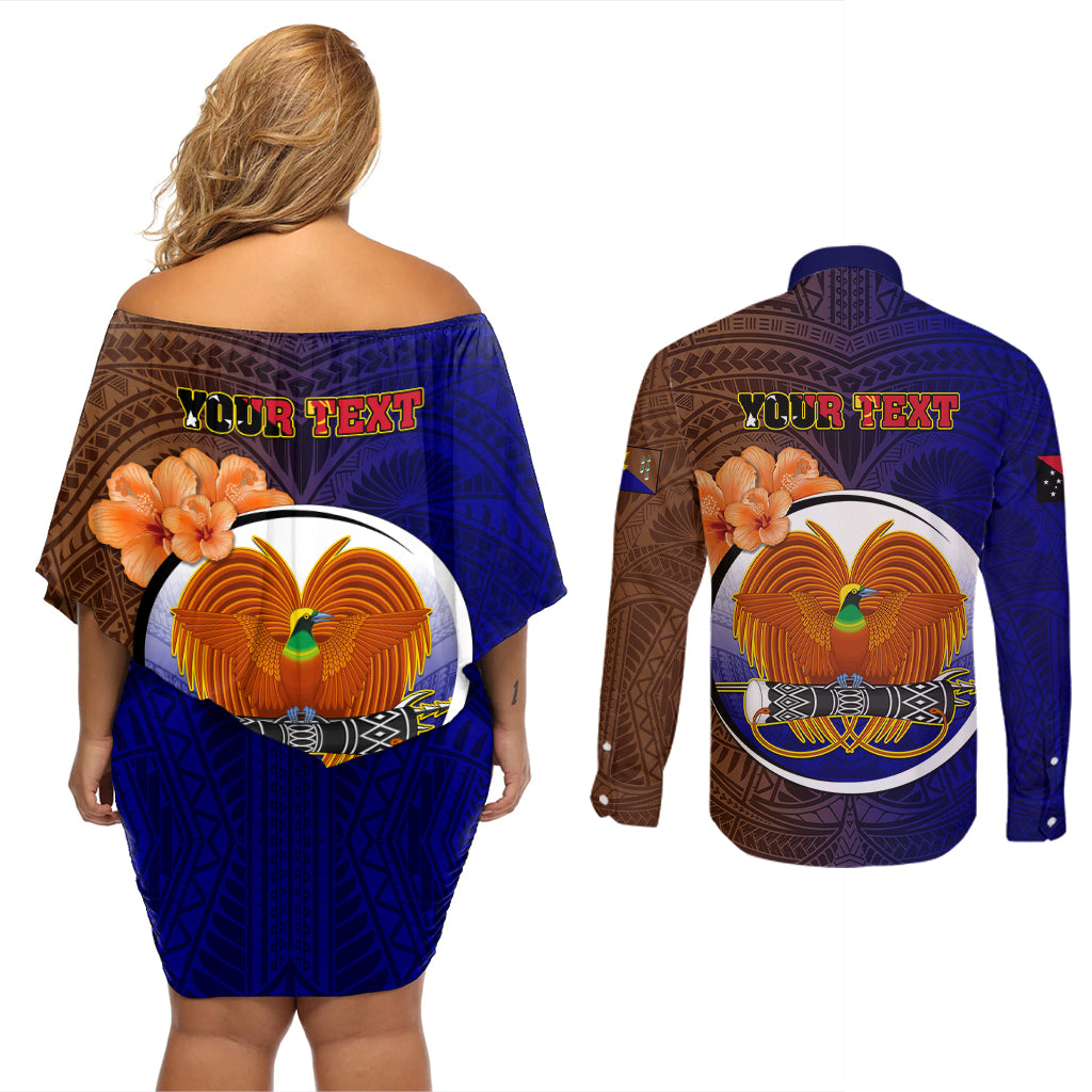 Personalized Papua New Guinea Manus Province Couples Matching Off Shoulder Short Dress and Long Sleeve Button Shirts Mix Coat Of Arms Polynesian Pattern LT05 - Polynesian Pride