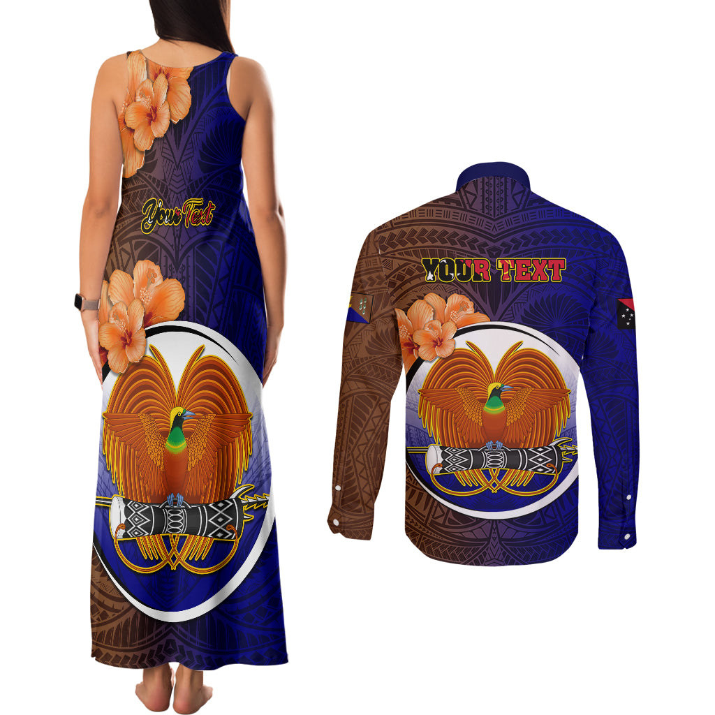 Personalized Papua New Guinea Manus Province Couples Matching Tank Maxi Dress and Long Sleeve Button Shirts Mix Coat Of Arms Polynesian Pattern LT05 - Polynesian Pride