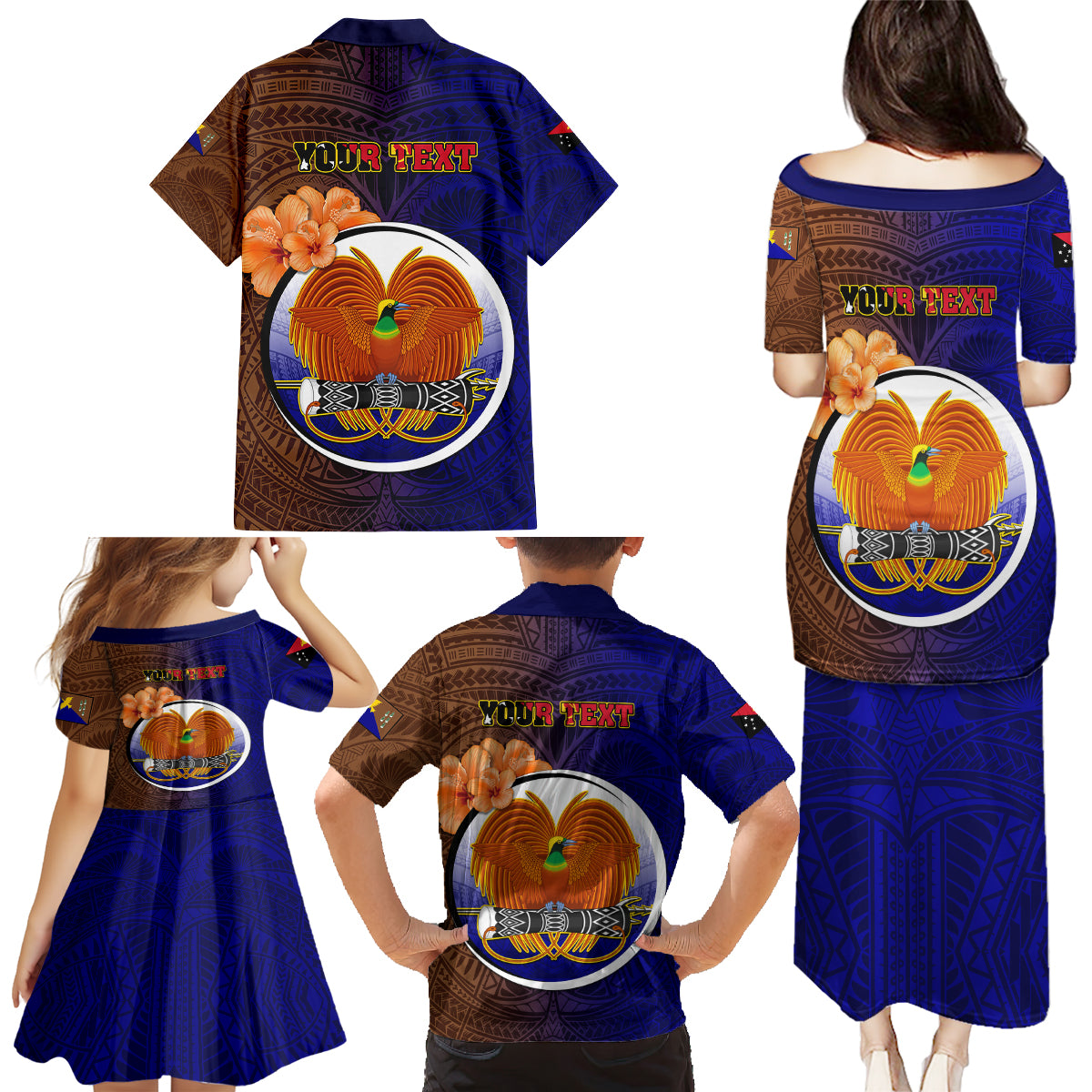 Personalized Papua New Guinea Manus Province Family Matching Puletasi Dress and Hawaiian Shirt Mix Coat Of Arms Polynesian Pattern LT05 - Polynesian Pride