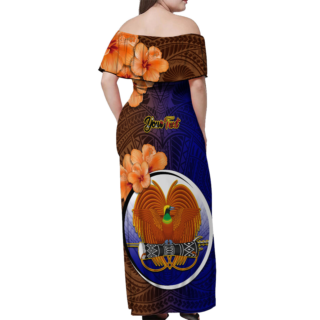 Personalized Papua New Guinea Manus Province Off Shoulder Maxi Dress Mix Coat Of Arms Polynesian Pattern LT05 - Polynesian Pride