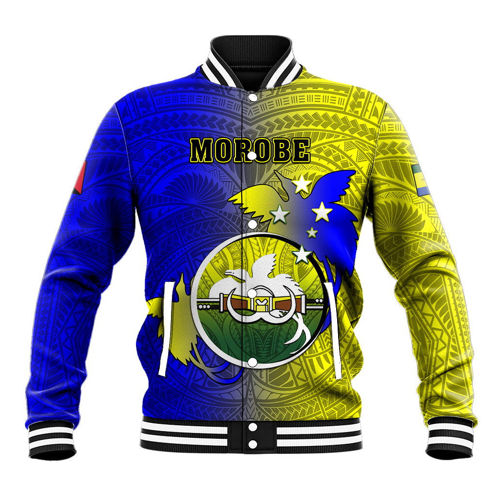 Papua New Guinea Morobe Province Baseball Jacket Mix Coat Of Arms Polynesian Pattern LT05 Unisex Yellow - Polynesian Pride