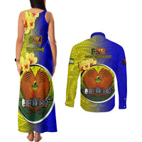 Papua New Guinea Morobe Province Couples Matching Tank Maxi Dress and Long Sleeve Button Shirts Mix Coat Of Arms Polynesian Pattern LT05 - Polynesian Pride