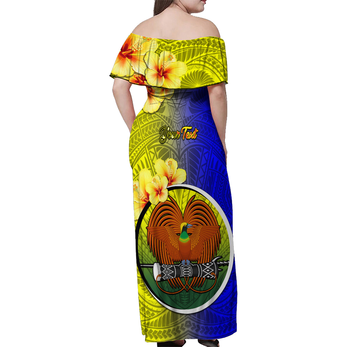 Personalized Papua New Guinea Morobe Province Family Matching Off Shoulder Maxi Dress and Hawaiian Shirt Mix Coat Of Arms Polynesian Pattern LT05 - Polynesian Pride