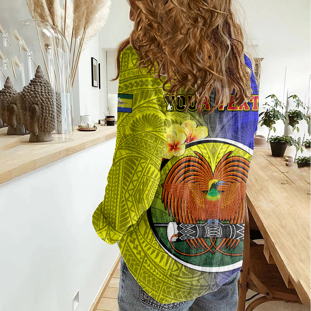 Personalized Papua New Guinea Morobe Province Women Casual Shirt Mix Coat Of Arms Polynesian Pattern LT05 - Polynesian Pride