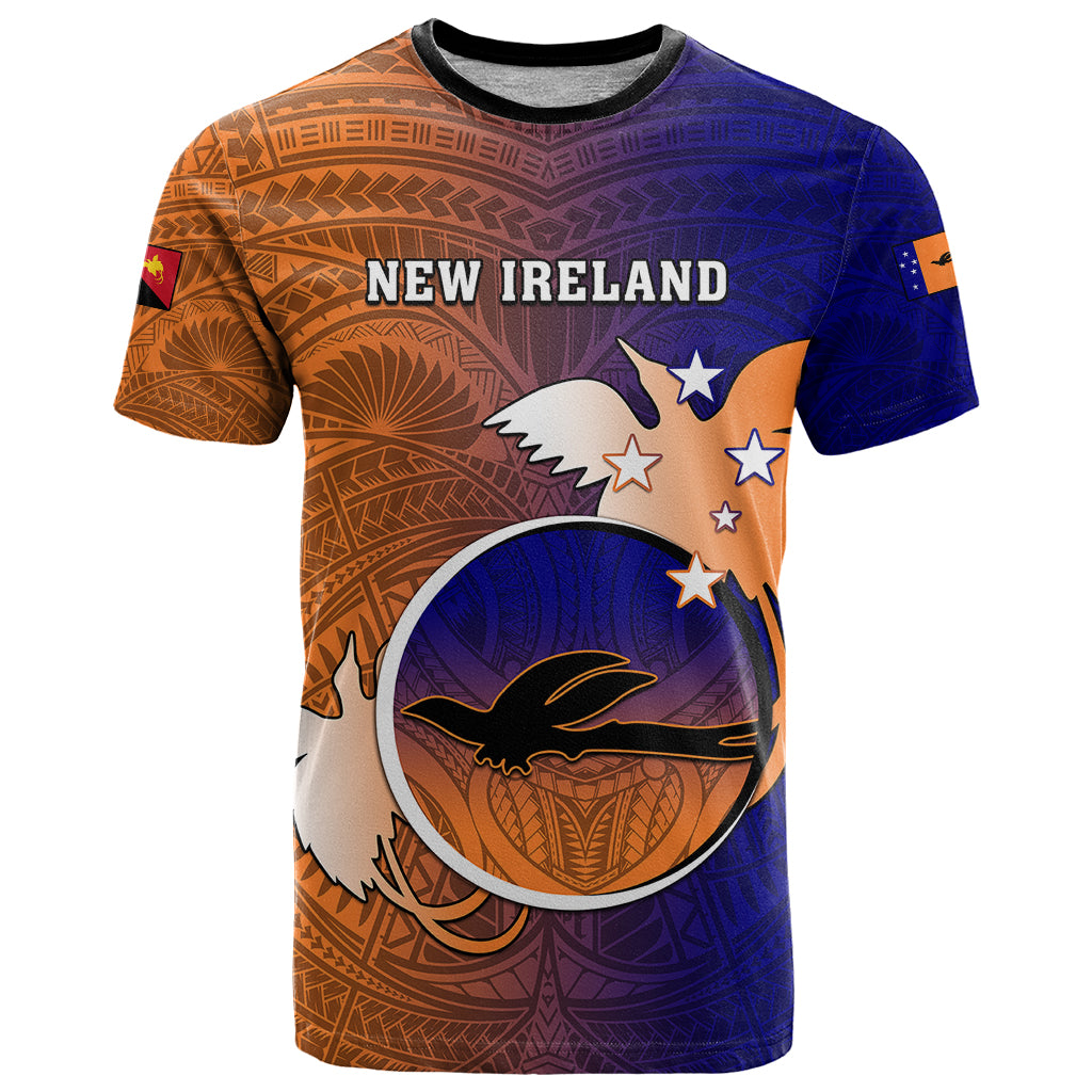 Papua New Guinea New Ireland Province T Shirt Mix Coat Of Arms Polynesian Pattern LT05 Blue - Polynesian Pride