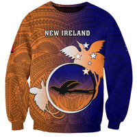 Personalized Papua New Guinea New Ireland Province Sweatshirt Mix Coat Of Arms Polynesian Pattern LT05 Unisex Blue - Polynesian Pride