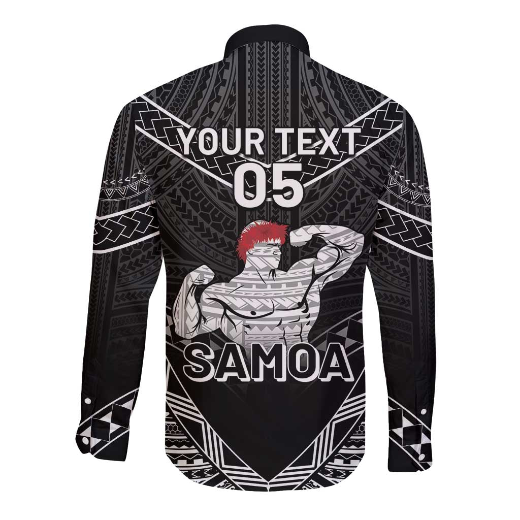 Custom Samoa Wrestling Long Sleeve Button Shirt Samoan Wrestler Ulafala Style LT05 - Polynesian Pride
