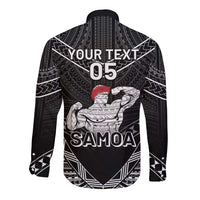 Custom Samoa Wrestling Long Sleeve Button Shirt Samoan Wrestler Ulafala Style LT05 - Polynesian Pride