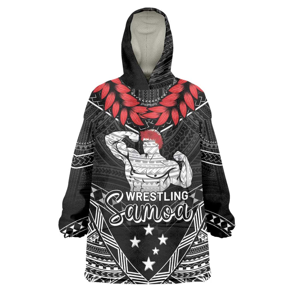 Custom Samoa Wrestling Wearable Blanket Hoodie Samoan Wrestler Ulafala Style