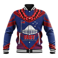 Personalised FAST Party Samoa Baseball Jacket Samoan Coat Of Arms Ulafala Style