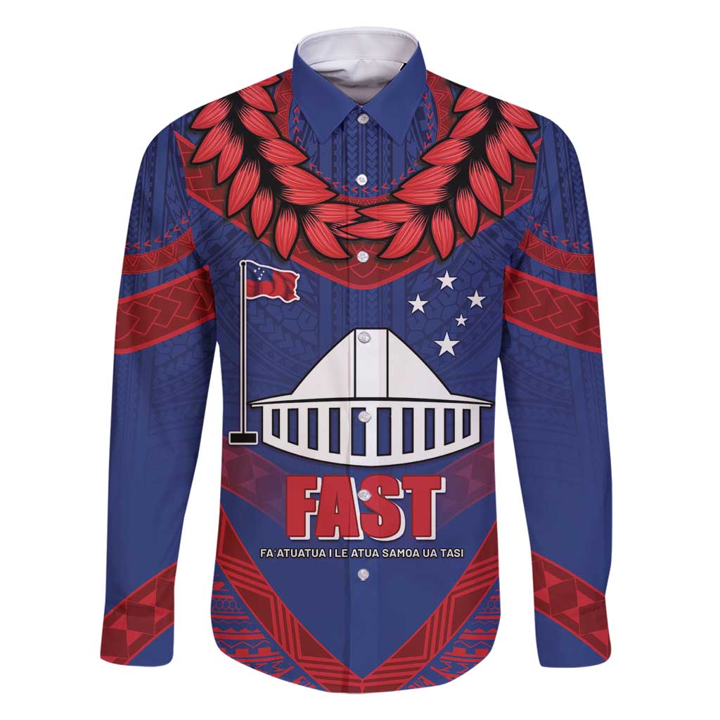 Personalised FAST Party Samoa Family Matching Long Sleeve Bodycon Dress and Hawaiian Shirt Samoan Coat Of Arms Ulafala Style