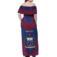 Personalised FAST Party Samoa Off Shoulder Maxi Dress Samoan Coat Of Arms Ulafala Style