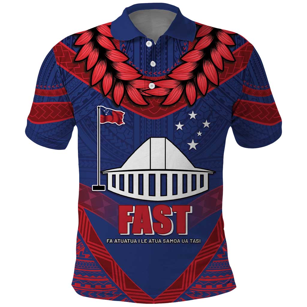 Personalised FAST Party Samoa Polo Shirt Samoan Coat Of Arms Ulafala Style