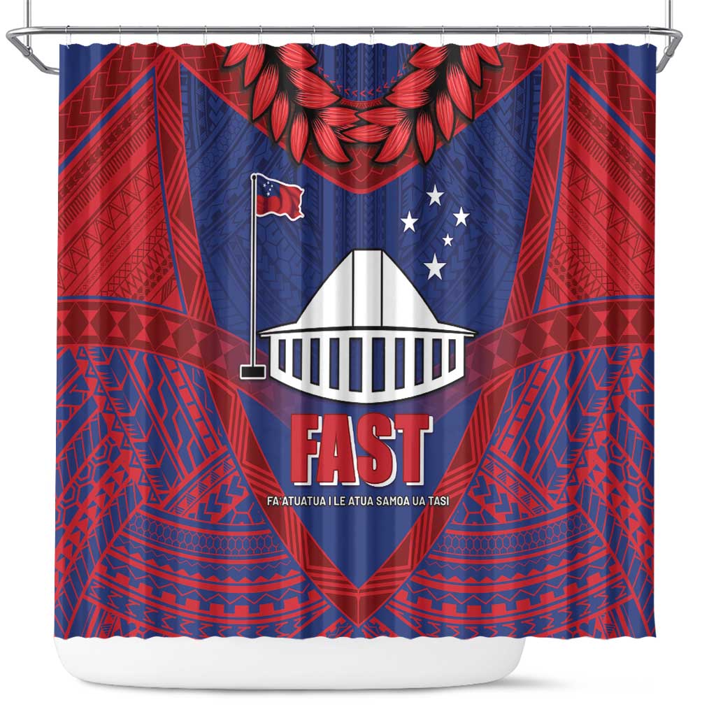 FAST Party Samoa Shower Curtain Samoan Coat Of Arms Ulafala Style