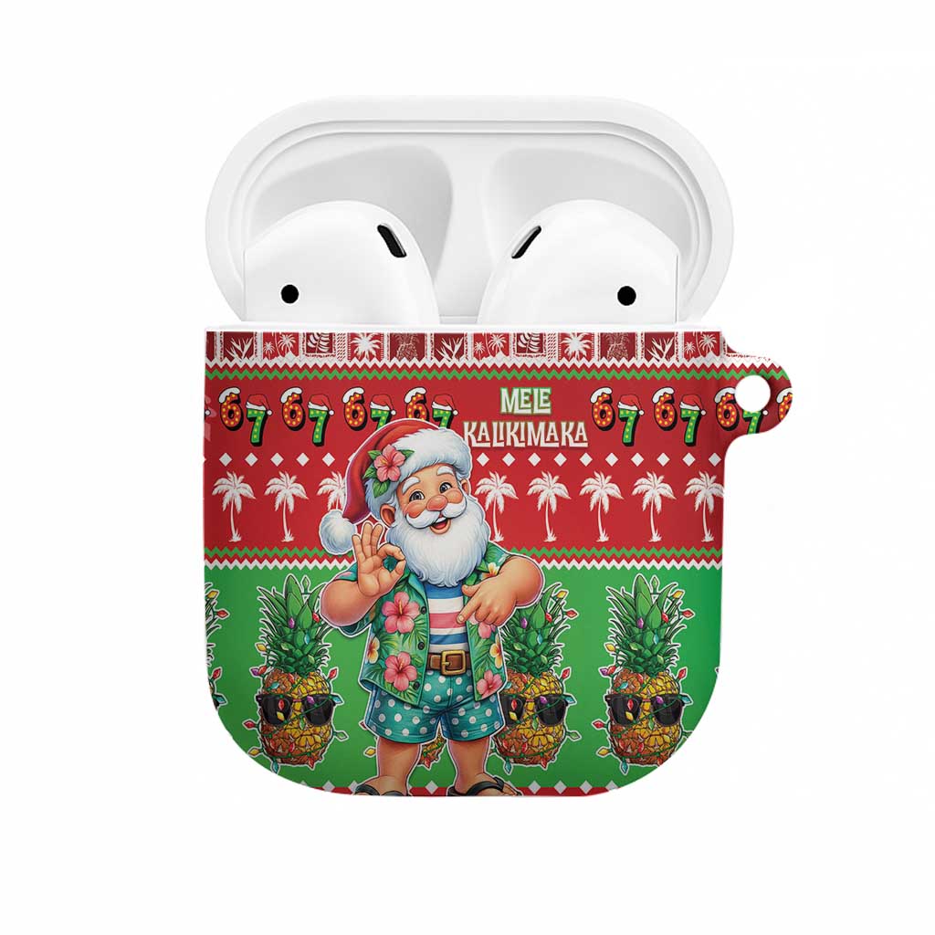 Mele Kalikimaka Hawaii Christmas AirPods Case Funny Santa 67 Gen Alpha Slang - Polynesian Pride