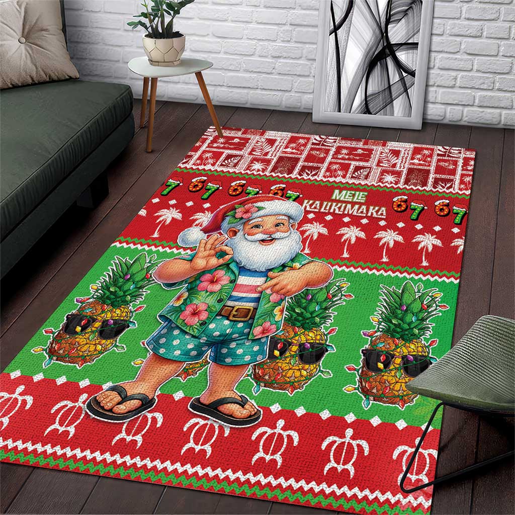 Mele Kalikimaka Hawaii Christmas Area Rug Funny Santa 67 Gen Alpha Slang - Polynesian Pride
