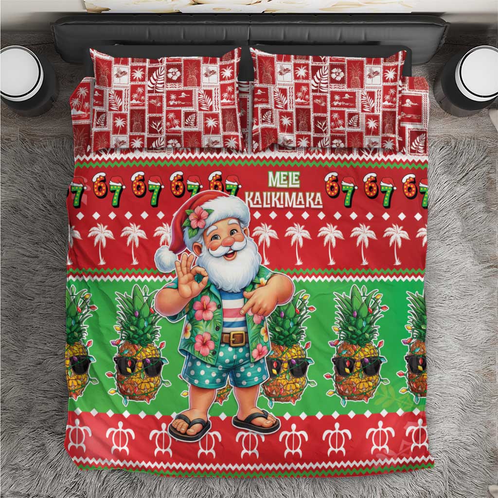 Mele Kalikimaka Hawaii Christmas Bedding Set Funny Santa 67 Gen Alpha Slang - Polynesian Pride