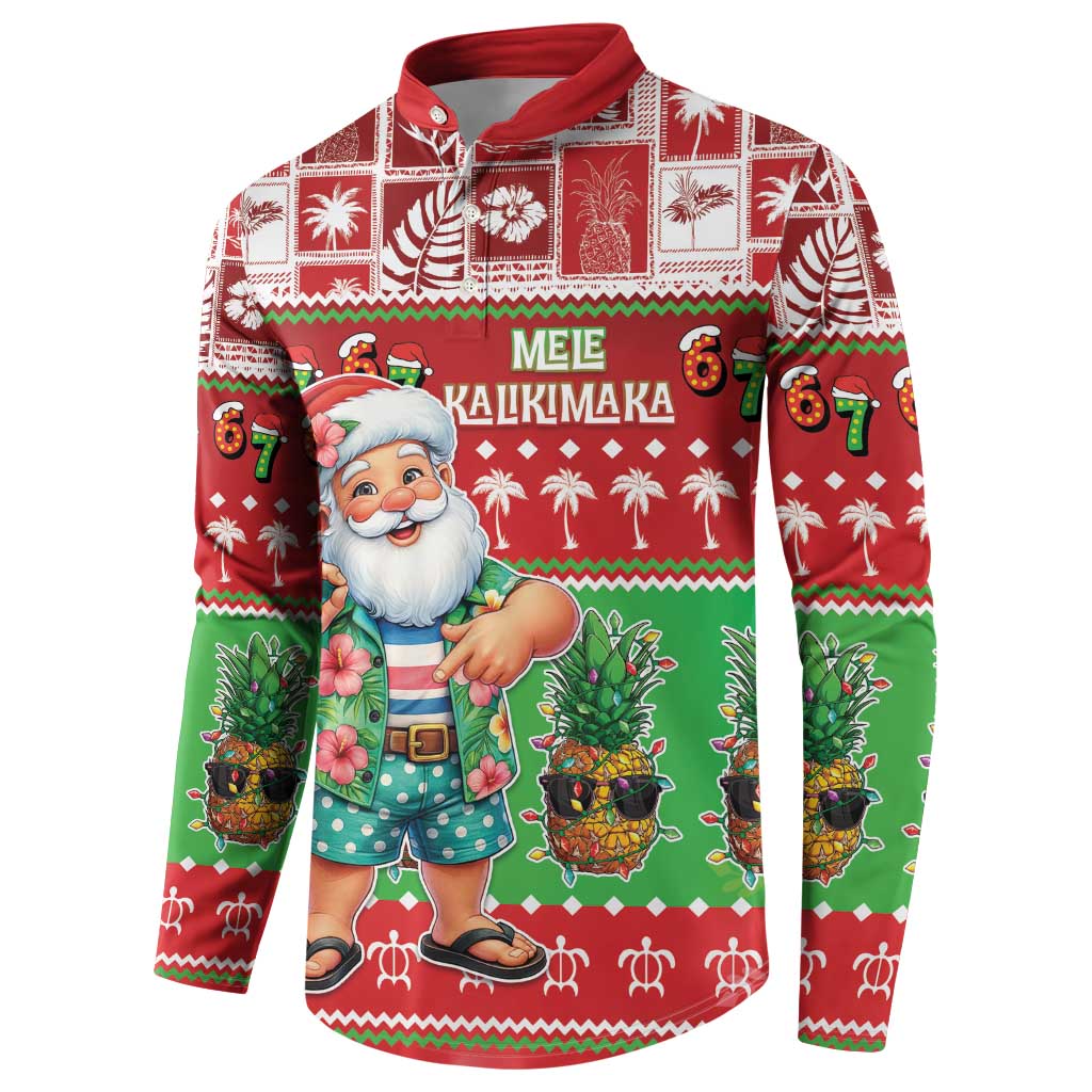 Mele Kalikimaka Hawaii Christmas Button Sweatshirt Funny Santa 67 Gen Alpha Slang - Polynesian Pride