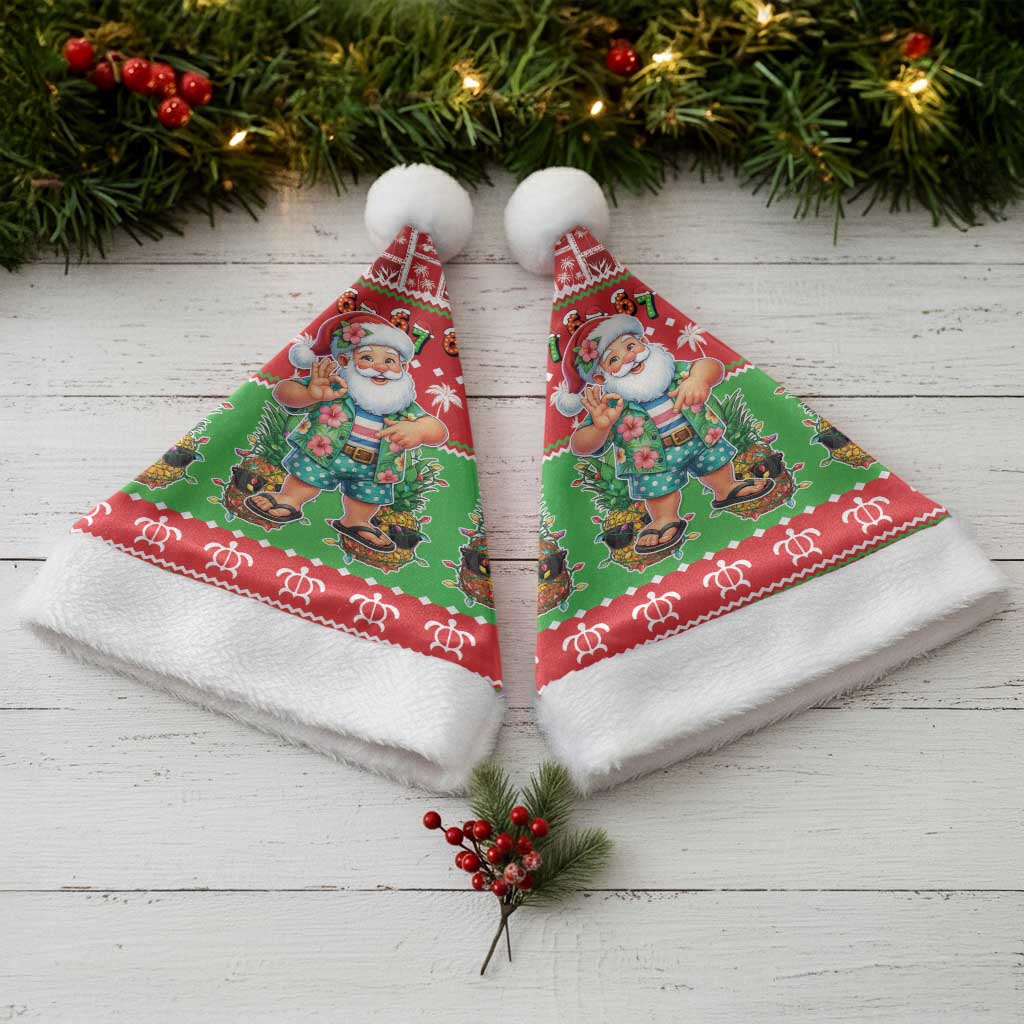 Mele Kalikimaka Hawaii Christmas Santa Hat Funny Santa 67 Gen Alpha Slang - Polynesian Pride