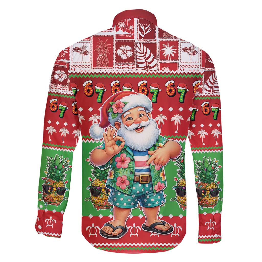 Mele Kalikimaka Hawaii Christmas Family Matching Mermaid Dress and Hawaiian Shirt Funny Santa 67 Gen Alpha Slang - Polynesian Pride