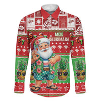 Mele Kalikimaka Hawaii Christmas Family Matching Puletasi and Hawaiian Shirt Funny Santa 67 Gen Alpha Slang LT05 Dad's Shirt - Long Sleeve Red - Polynesian Pride