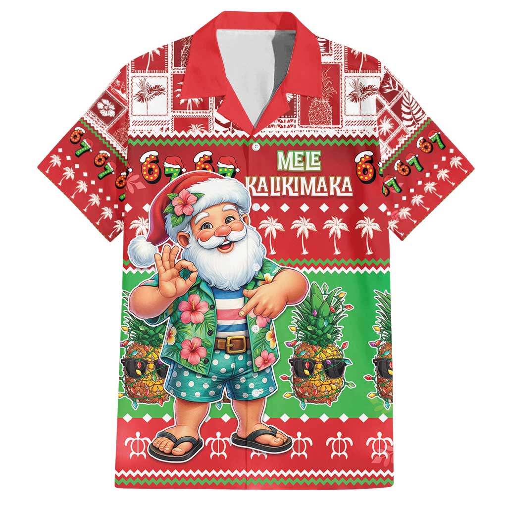 Mele Kalikimaka Hawaii Christmas Family Matching Summer Maxi Dress and Hawaiian Shirt Funny Santa 67 Gen Alpha Slang - Polynesian Pride