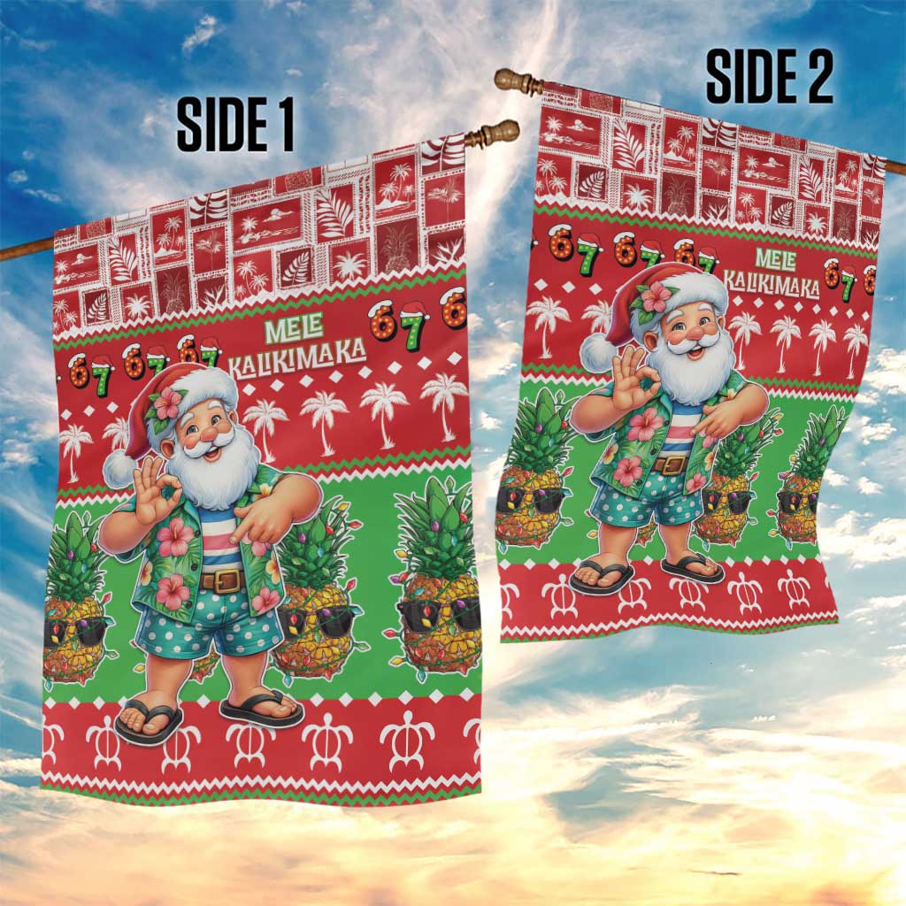 Mele Kalikimaka Hawaii Christmas Garden Flag Funny Santa 67 Gen Alpha Slang - Polynesian Pride